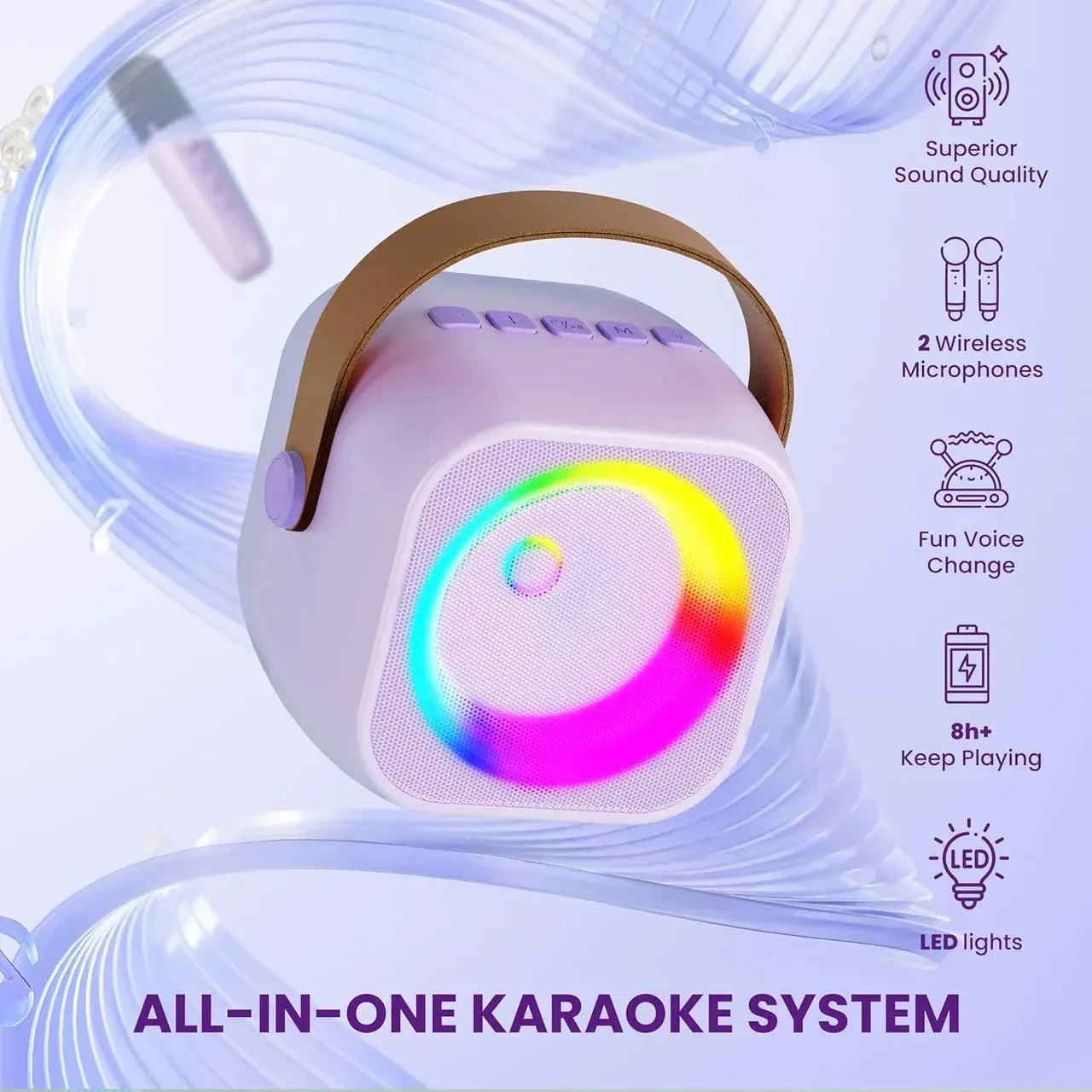 12-in-1 Karaoke Microphone & Speaker for Kids – Wireless Bluetooth Singing Mic | MicJoy